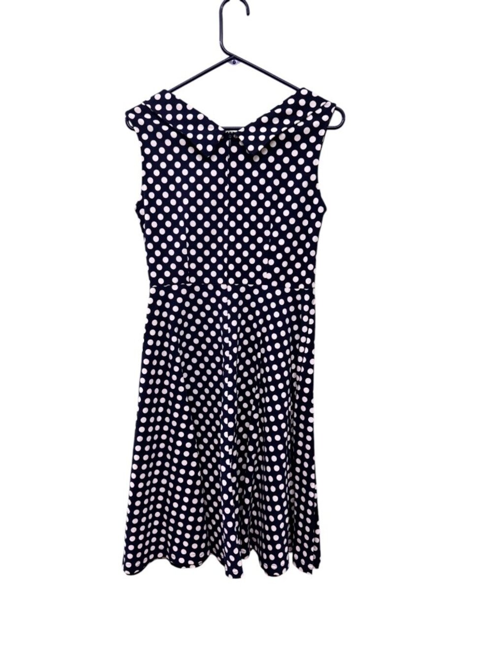 Miusol Womens Navy Polka Dot Sleeveless Retro A-Line Midi Dress Size M - Picture 5 of 8